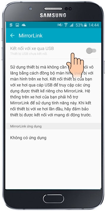 Tính năng MirrorLink trên Samsung Galaxy A8